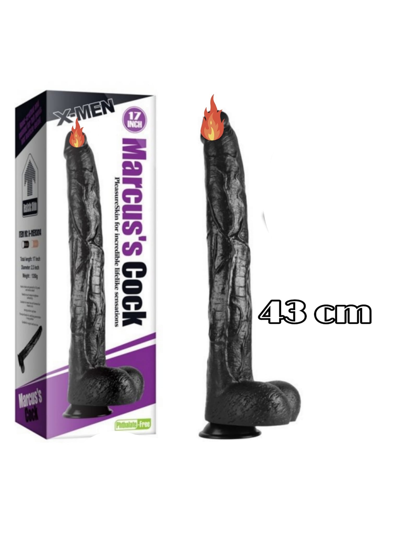 X-Men Marcus's Cock Realistic Dildo with Suction Cup, 17 Inches