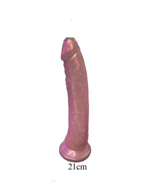 Iridescent Curved Dildo with Suction Cup - Soft Flexible Silicone - 8.27 Inch